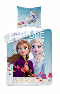 Elsa Frozen - Posteľná bielizeň 140x200 mrazené Anna Elsa Olaf Pozemok ľadu