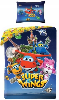 SUPER WINGS - Linen 140x200 Airplanes Super Wings 100% bavlna