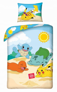 Pokémoni - Posteľná bielizeň 140x200 bavlna Pokemon Pikachu Bulba