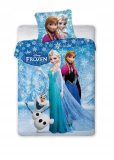 Elsa Frozen - Posteľná bielizeň 160x200 mrazená krajina ľadu OLAF ANNA ELSA