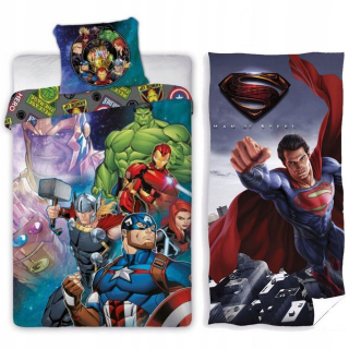 Superman - Posteľná bielizeň 160x200 + Avengers Thatos Superman Uterák