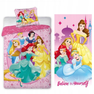 Popoluška - Posteľná bielizeň 160x200 + uterák princezná cinderella