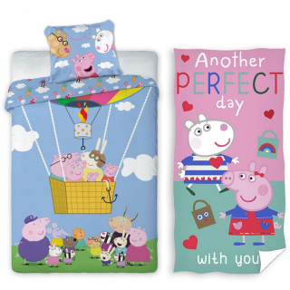 Pepa Pig - Posteľná bielizeň 160x200 + Peppa George Pepa Peppa uterák