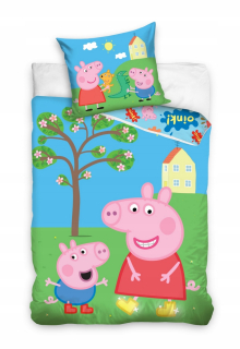 Pepa Pig - Posteľná bielizeň 160x200 prasiatko Peppa George 100% bavlna