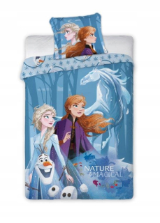 Elsa Frozen - Linová bavlna 140x200 mrazené2 krajiny ľadu 007