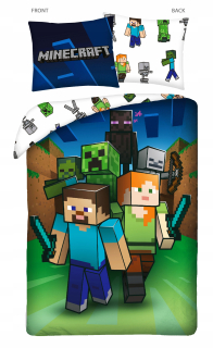 MINECRAFT - Lôžková bavlna 140x200 Minecraft Dragon Enderman