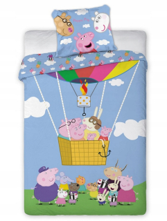 Pepa Pig - Bavlna Linen 160x200 + 170x80 PEPPA BALLOON prasa