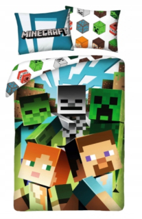 MINECRAFT - Detská posteľná bielizeň 140x200 Minecraft Alex Steve