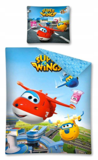 SUPER WINGS - Detská posteľná bielizeň 160x200 Super Wings lietadlá SW
