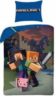MINECRAFT  - Posteľná bielizeň Minecraft 160x200 bavlna Steve Alex Pig