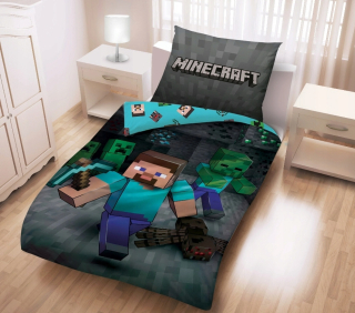 MINECRAFT  - BEDDING MINECRAFT 160X200 CREEPER ZOMBIE ENDERMAN