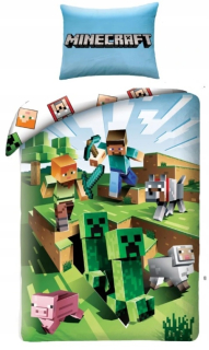 MINECRAFT  - Posteľná bielizeň Minecraft 160x200 Kilof TNT Steve Creeper
