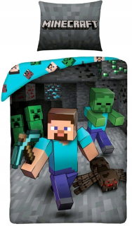 MINECRAFT  - Posteľná bielizeň Minecraft hra Lego 160x200 bavlna