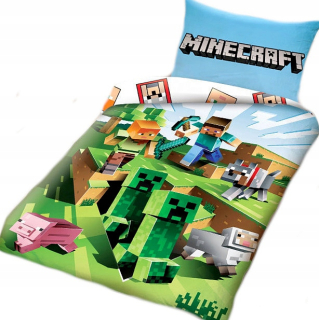 MINECRAFT  - Posteľná bielizeň Minecraft Lego Creeper Alex Steve 140x200