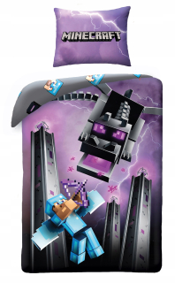 MINECRAFT  - Posteľná bielizeň Minecraft Steve a Dragon Endragon 140x200