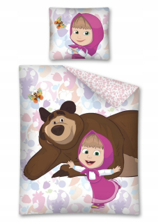 Máša a medveď - Fleecové posteľná bielizeň 160x200 Masha a medveď Masha