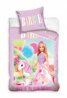 Barbie -  Detská bavlnená posteľná bielizeň Barbie 140x200 bábika