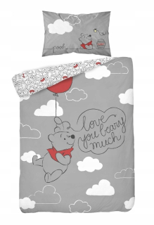 Medvedík Pú - Detská posteľná bielizeň Winnie Pú 100x135 sivá
