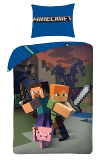 MINECRAFT - Posteľná bielizeň160x200 Minecraft Alex a Steve Cotton 100%