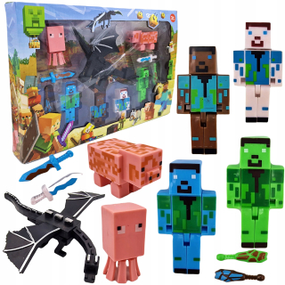 Minecraft figures a large set 6 figurácia príslušenstvo pridaná z hry steve wolk