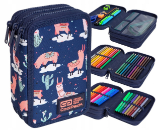 Trojité puzdro na ceruzky s príslušenstvom CoolPack Jumper 3 - llamas