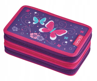 Peračník - Trojité ceruzky Case Herlitz Butterfly 31 dielov