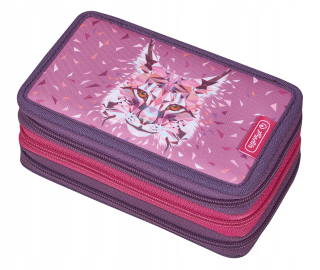 Peračník - HERLITZ WILD ANIMAL LYNX TRIPLE PENCIL CASE 31 KUSOV