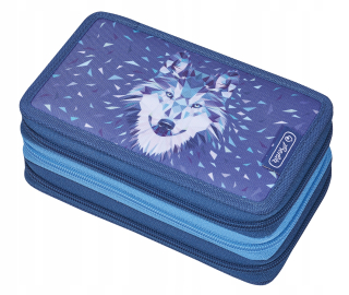 Peračník - HERLITZ WILD ANIMAL WOLF TRIPLE PENCIL CASE 31 KUSOV