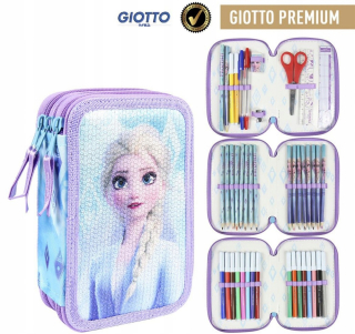 Elsa Frozen - Trojité puzdro na ceruzku so zariadením. Pozemok ľadu. Flitre