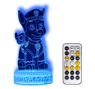 PSI PATROL PAW Chase nočné svetlo 3D LED + diaľkový ovládač