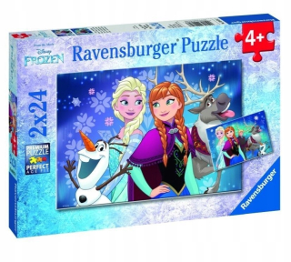Elsa Frozen - Puzzle 2x24 Pán ľadu. Priatelia, Ravensburger