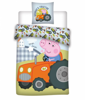 Pepa Pig - Peppa George na lôžkovom traktore Bavlna 135x200