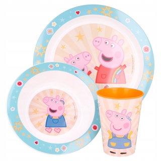 Pepa Pig - Peppa ošípaná laucer + misa + peppa prasa hrnček