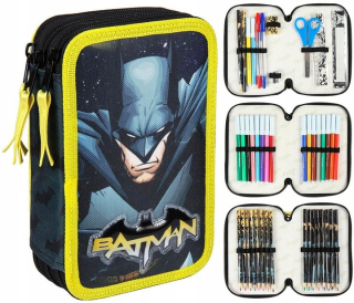 BATMAN -  3 komorné puzdro ceruzky s batmanovým zariadením