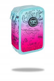 Trojité puzdro na ceruzky Coolpack s príslušenstvom JUMPER 3PINK SCRIBBLE