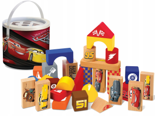 McQueen - PlayMe Cars 3 autá Drevené bloky Sorter 50 el.