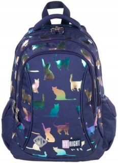 Školský batoh, taška - 3-komorný batoh STRIGHT BP-26 HOLO MKML KITTENS