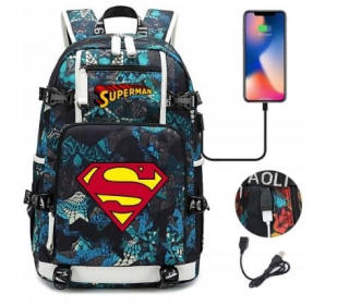 Superman - Batoh dva komory veľké USB superman superman
