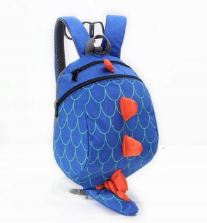 Detský batoh - Backpack pre materskú školu dinosaur modrá s vodítkom
