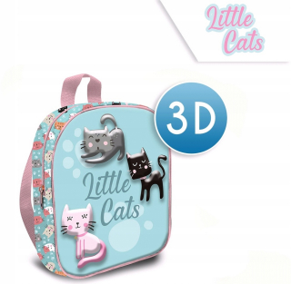 Detský batoh - Osobný batoh 3D malé mačky 24 cm