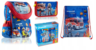 Aktovka školská taška - Školský batoh Playmobil Fire Brigade Set 4W1