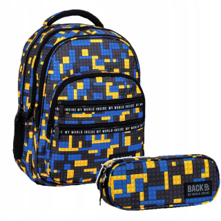 Sada 2 ks školský batoh pre mládež Batoh 28 L kocky, BRICKS (PLB3M52SET2CZ)