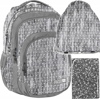 Školská taška - batoh, set, zostava - Sada školských batohov Grey Hearts 3el Paso PPMM19