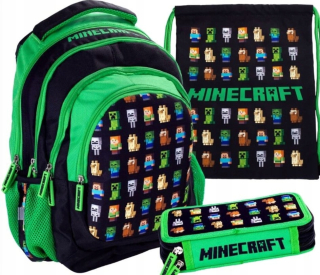 Školská taška - batoh, set, zostava - Backpack School Bag Astra Minecraft set!
