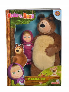 Máša a medveď - Plush medveď 25 cm a bábika 12 cm masha a medveď