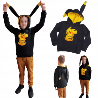 Pokémoni - Pokemon Pikachu Mikina Kangaroo Hood black 164
