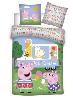 Pepa Pig - Bavlna Linen 100x135 + 40x60 Peppa potrubná zmrzlina