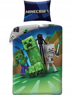 MINECRAFT  - Bavlnené posteľná bielizeň Minecraft Black Grey 140x200
