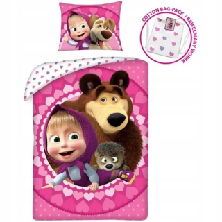Máša a medveď - Linen Masha a medveď + bavlnená taška 140x