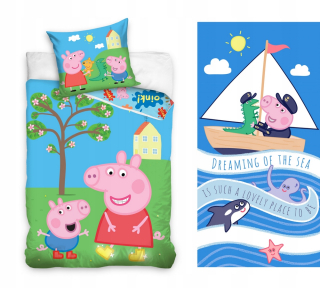 Pepa Pig - Posteľná bielizeň + Peppa 140x200 ošípané George